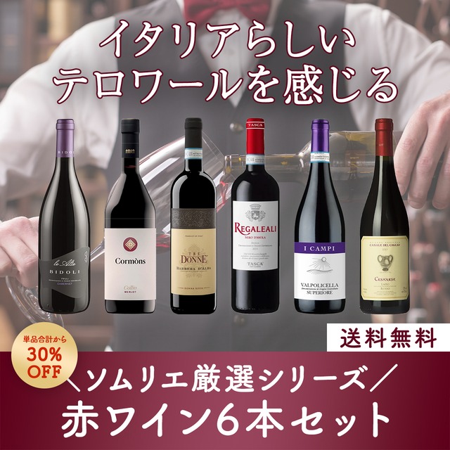 ソムリエ厳選シリーズ！ テロワールを感じる赤ワイン6本セット〈30%OFF＆送料無料〉（B706151）
