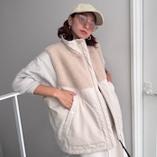 【受注予約:10月上旬入荷予定】ピーチボア切替中綿vest/エクリュ