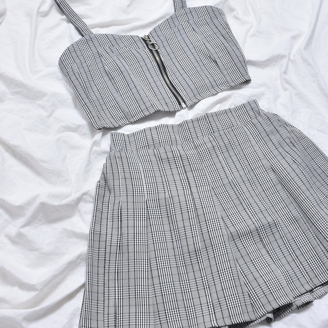 50%OFF】2点セット ビスチェ×フレアスカート セットアップ 