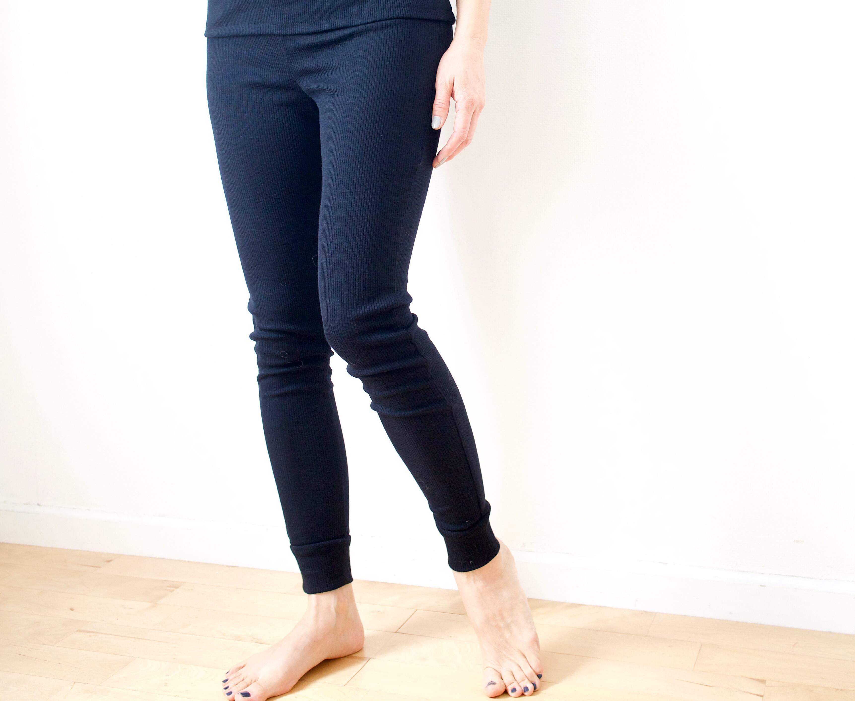ウール100% <ウールリブレギンス> ダークネイビー