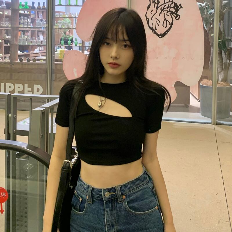 ニットTシャツ トップス サマースタイル 夏物 ブラックストロベリース31289297175