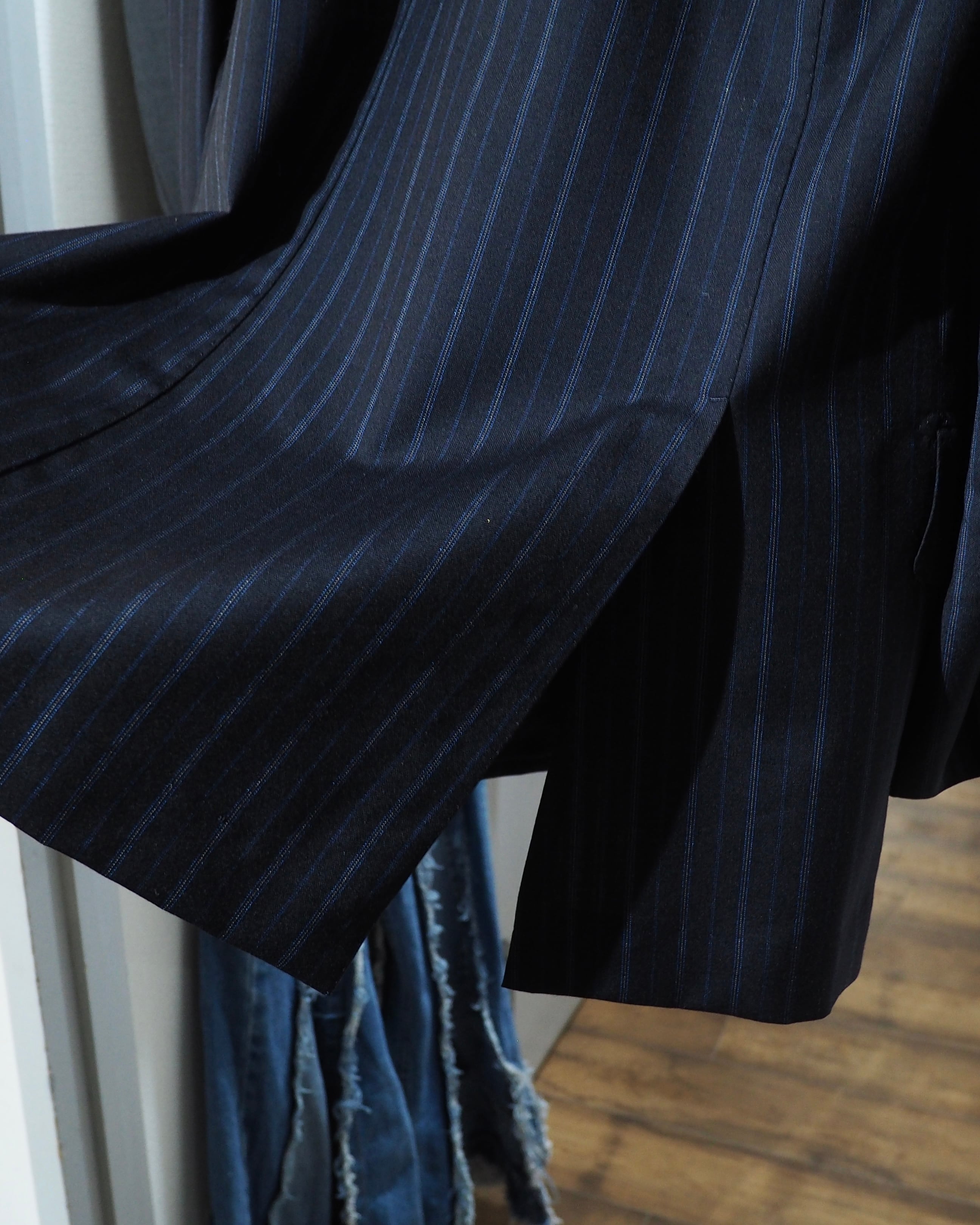 " Artigianale × Ermenegildo Zegna " Beautiful Dark Blue Pinstripe Tailored jacket (woven in italy)