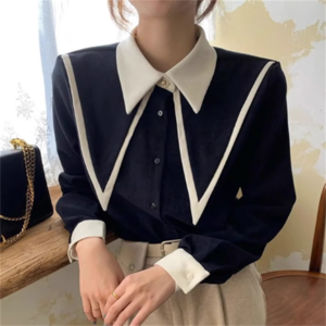 【送料無料】 トップス 3色 ブラウス 袖あり 長袖 クルーネック えり付き Aライン フレア プルオーバー バイカラー デコラティブ かわいい 大人可愛い 大人女子 こなれ感 シンプル カジュアル 大人 おしゃれ お洒落 ラフ コンサバ エレガント フェミニン 無地 秋 30代 40代 レディース 女性用 ママ デート お出かけ お茶会 女子会 休日 演奏会 授業参観 着回し プチプライス カラバリ デイリーユース 普段使い オルチャン 韓国 ファッション 定番アイテム トレンド 着痩せ