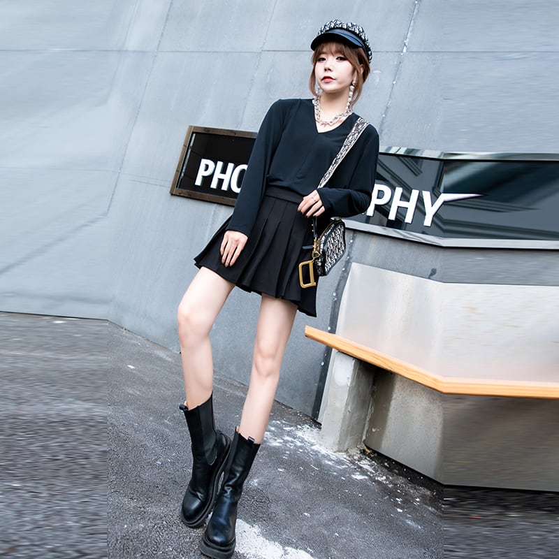 プラスサイズの女性の秋バージョンカバー腹痩身トップ200ポンド脂肪姉妹MMウエスタンスタイル長袖Tシャツボトムスシャツ潮 ミックスインファッション81610670251