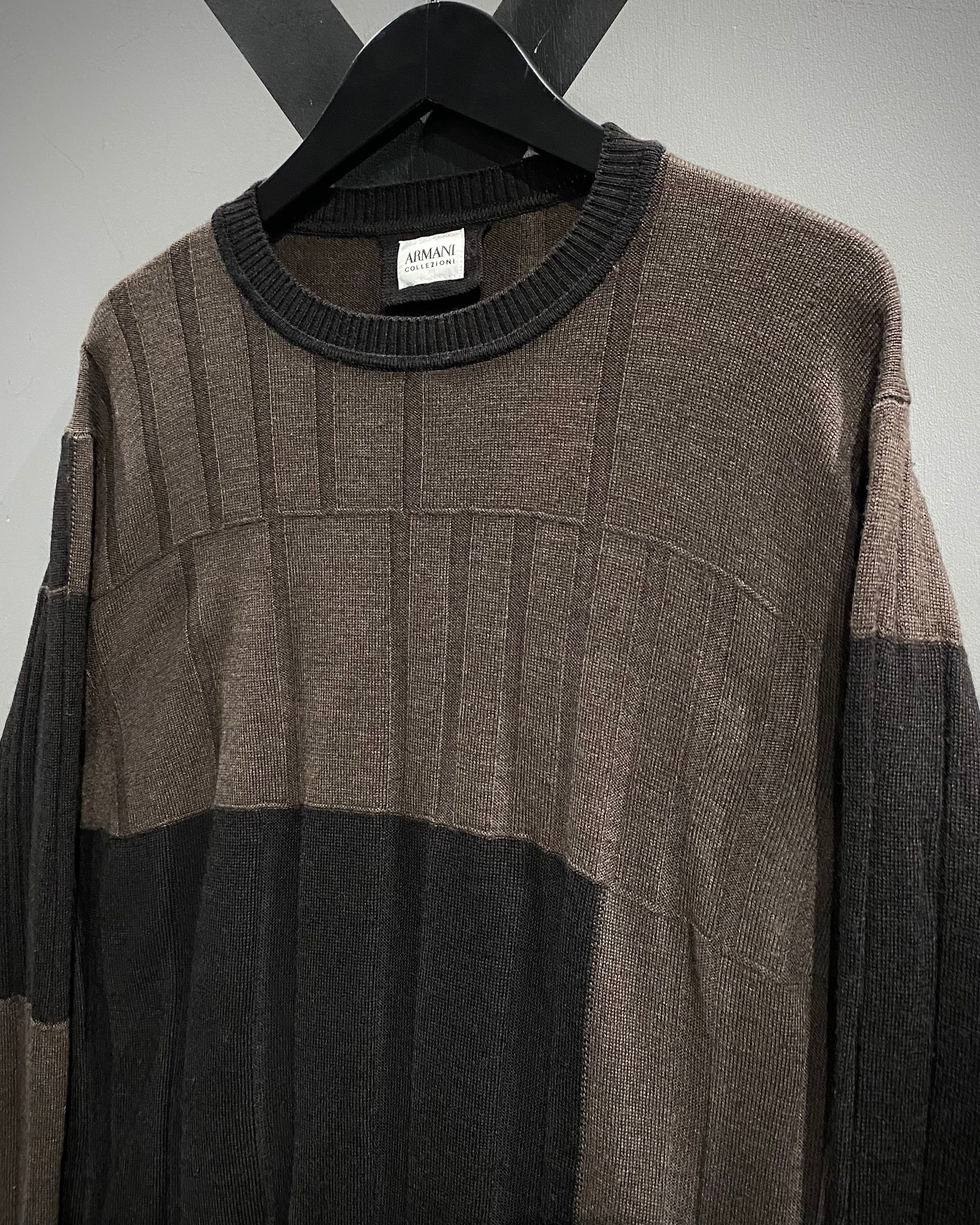 00s archive armani collezioni 切り替えニット X VINTAGE】“Armani Collezioni”Switching Design Pullover Knit