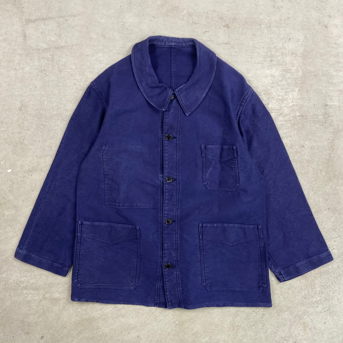 40~50年代 Le Cable ブルーモールスキン フレンチワークジャケット V字