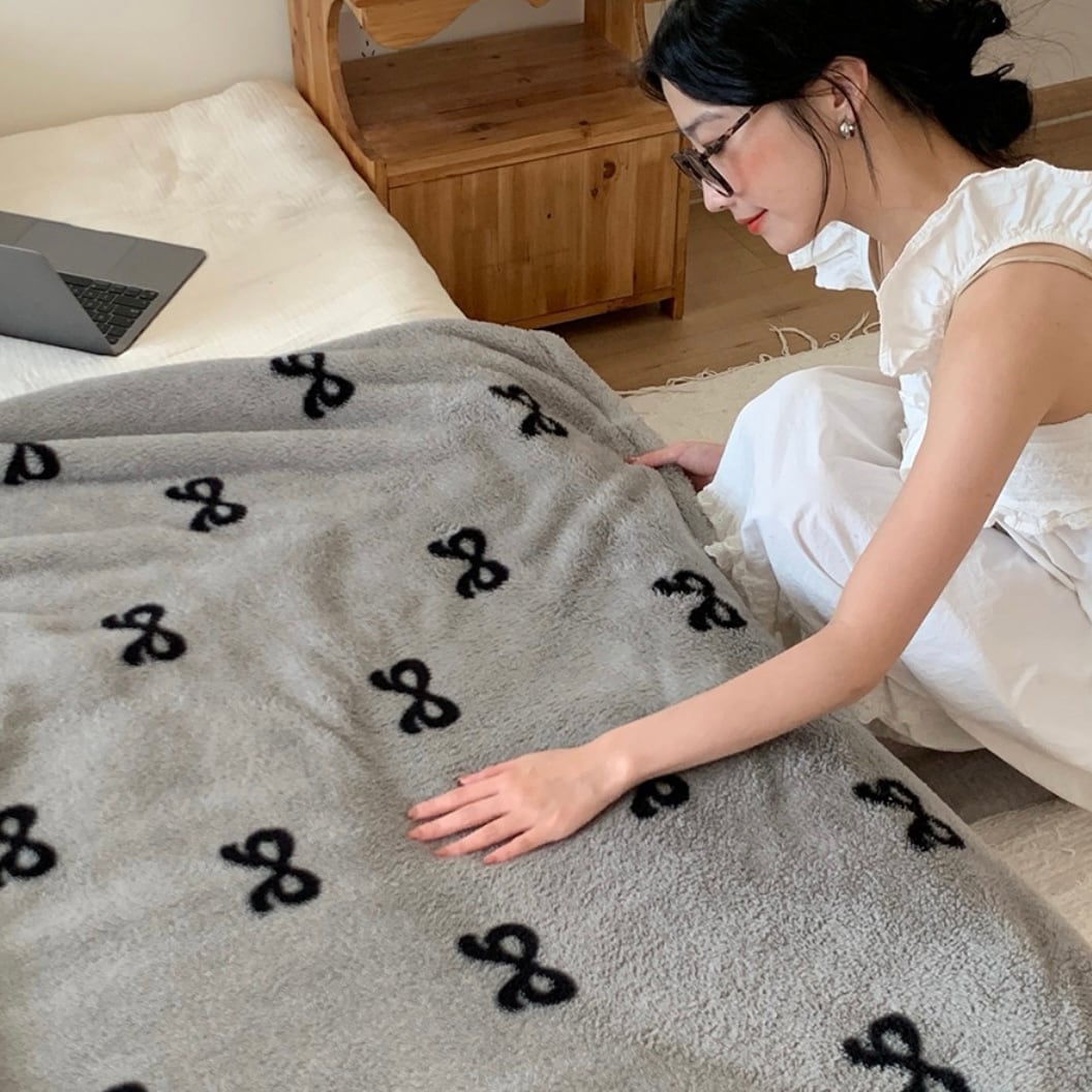 chic ribbon blanket 2size / シック リボン ブランケット シングル