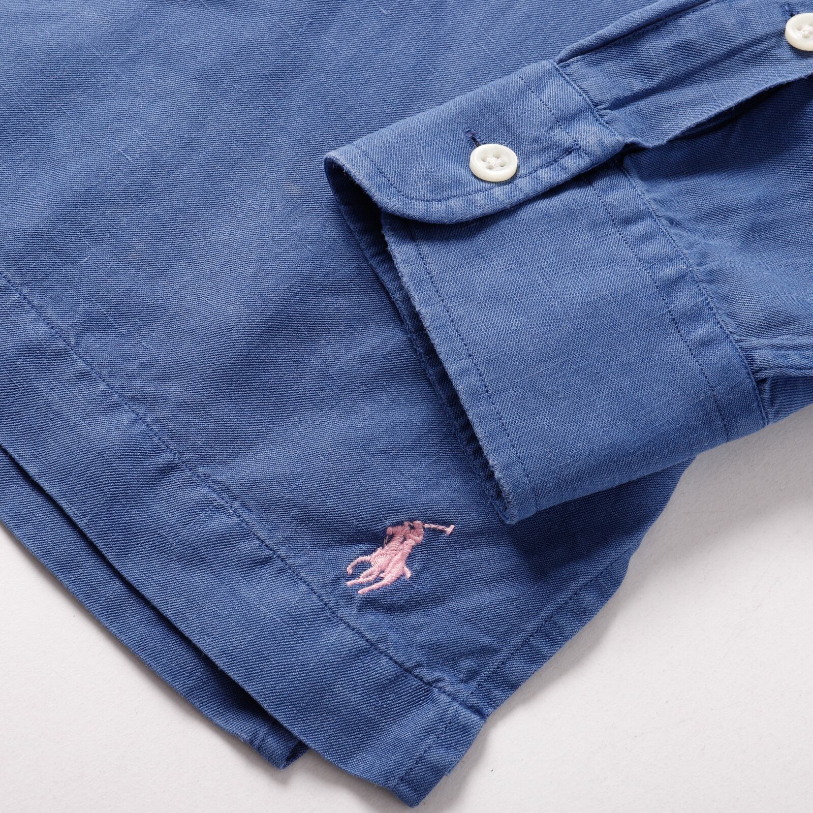 極美品】90s Ralph Lauren special linen silk open collar shirt big
