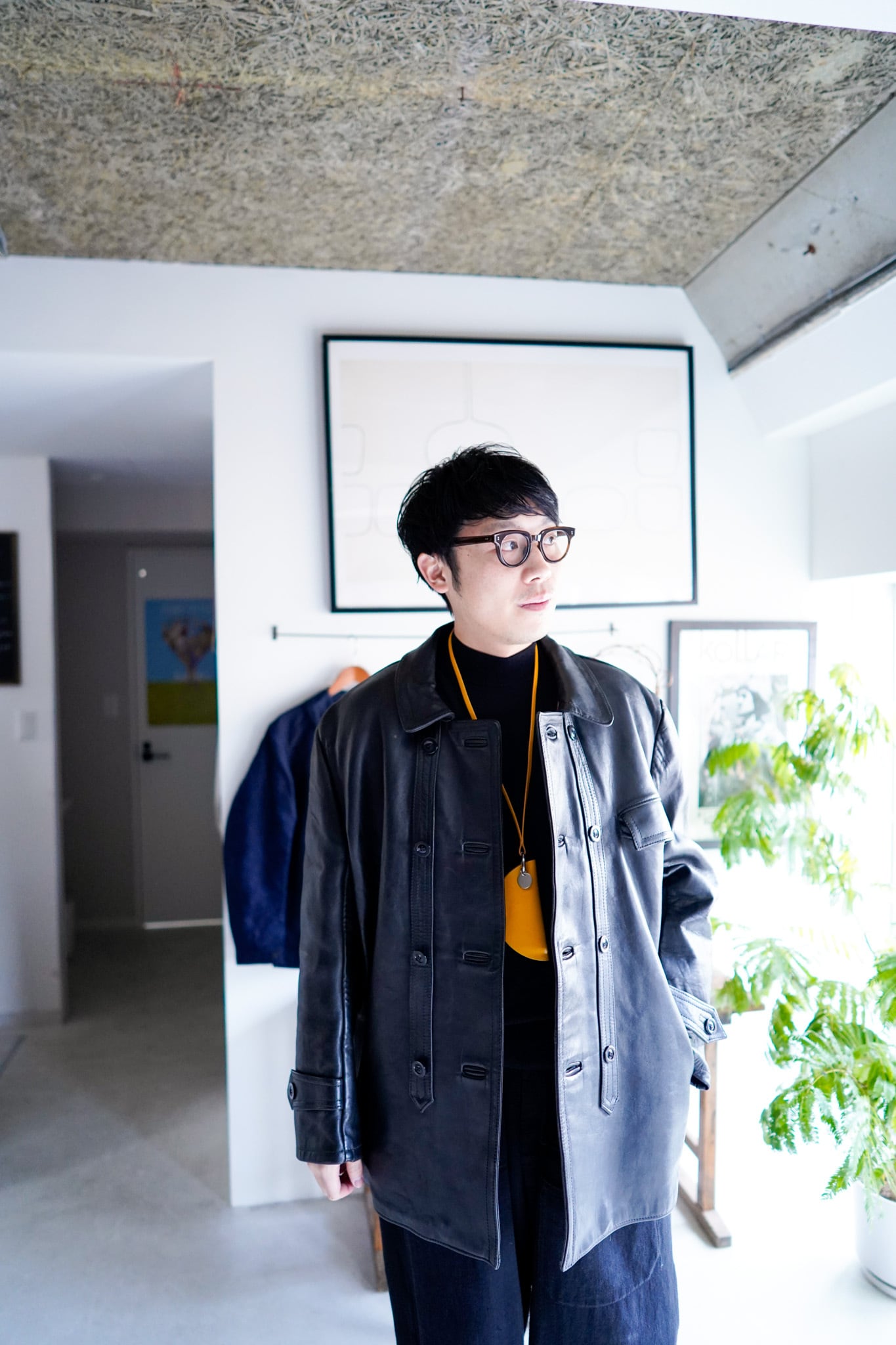 シルエット良　フランス製　コルビジェジャケット　レザージャケット　ブラック 木更津 古着屋 Tsumiki」70s vintage French Corbusier jacket