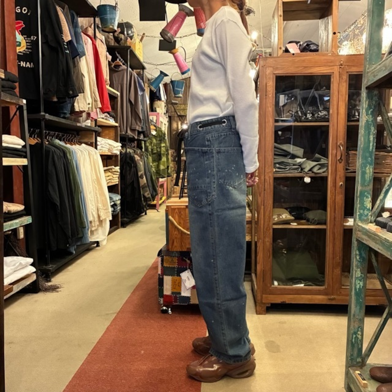TOPANGA Lady's Ribbon tie loose fit denim pants　リボンタイルーズデニムパンツ