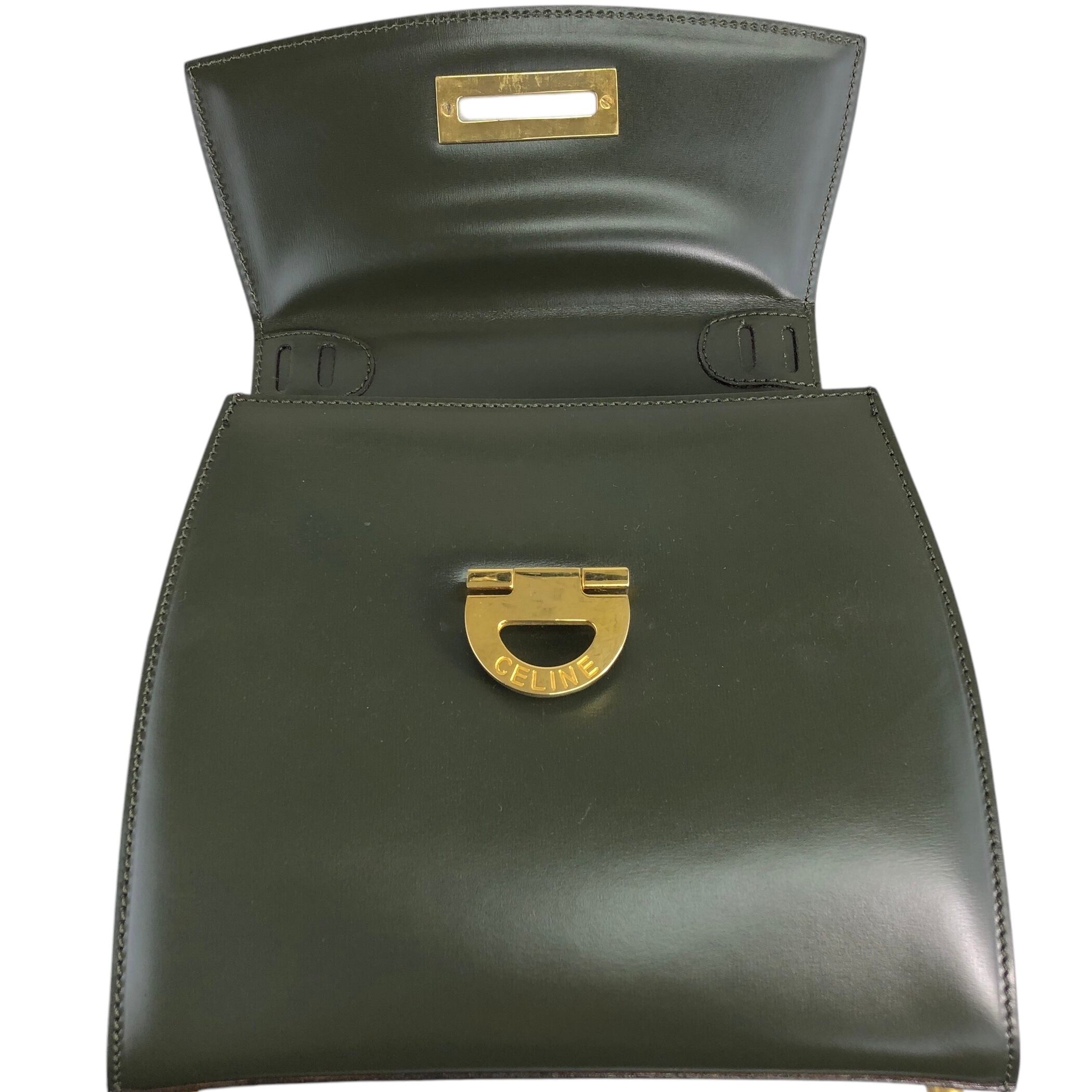 CELINE セリーヌ ショルダーバッグ カーキ ホースビット レザー 2way