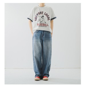 レイヤード風ベースボールTシャツ   F0050
