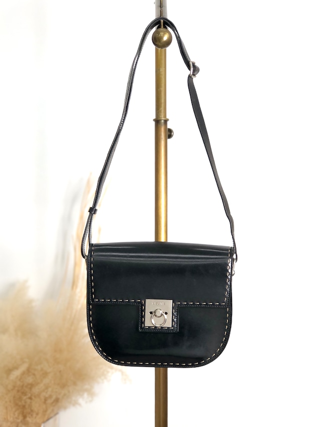 CELINE セリーヌ　ガンチーニ　ホースビット　レザー　ハンドバッグ　ブラック　vintage　ヴィンテージ　オールドセリーヌ　2shse6