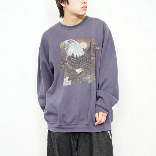 USA VINTAGE FIELDMASTER EAGLE PRINT DESIGN SWEAT SHIRT/アメリカ古着鷹プリントデザインスウェット