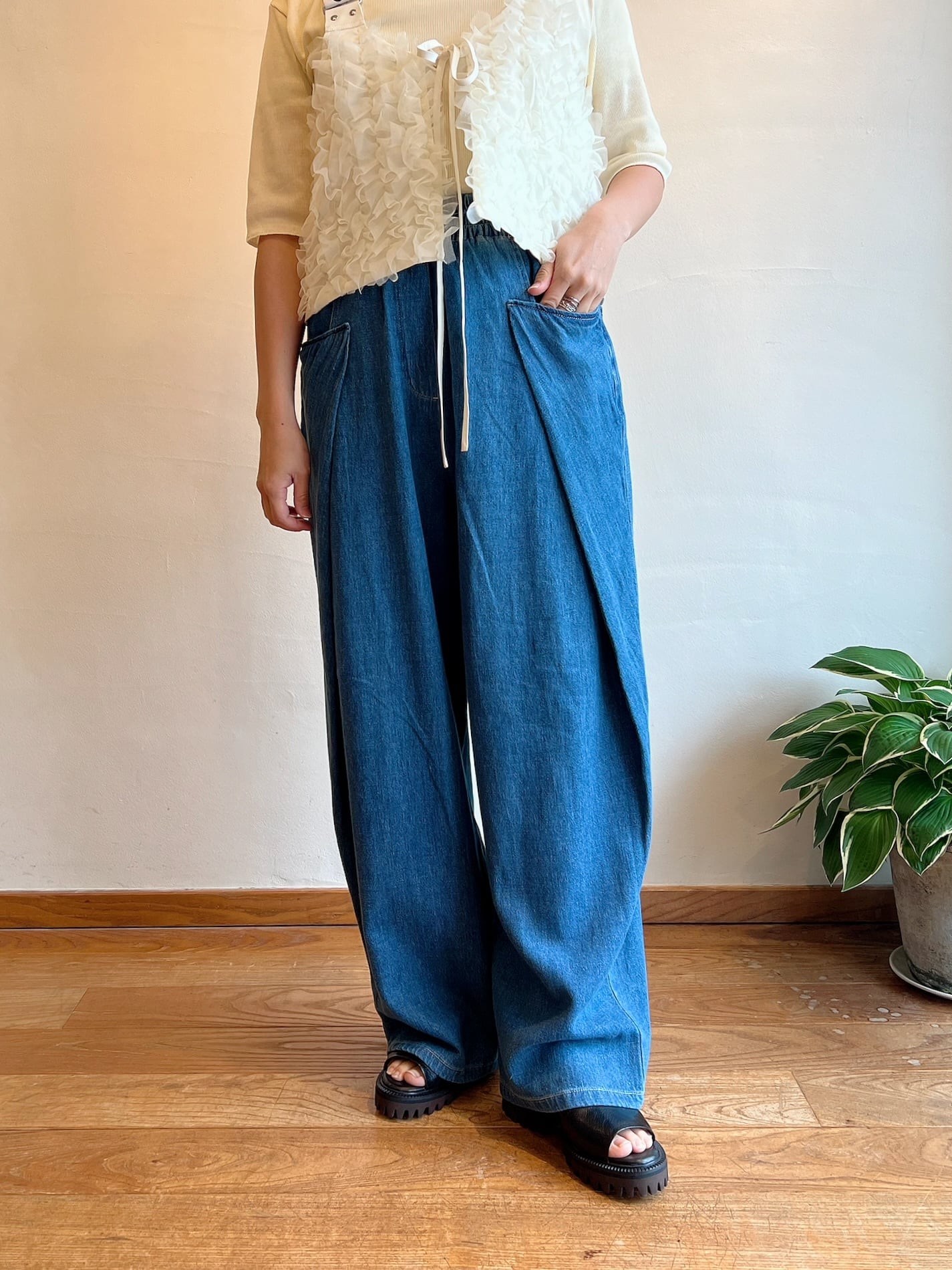 CYAN TOKYO / オーバータックリネンデニムワイド | anouk CYAN TOKYO / オーバータックリネンデニムワイド | anouk
