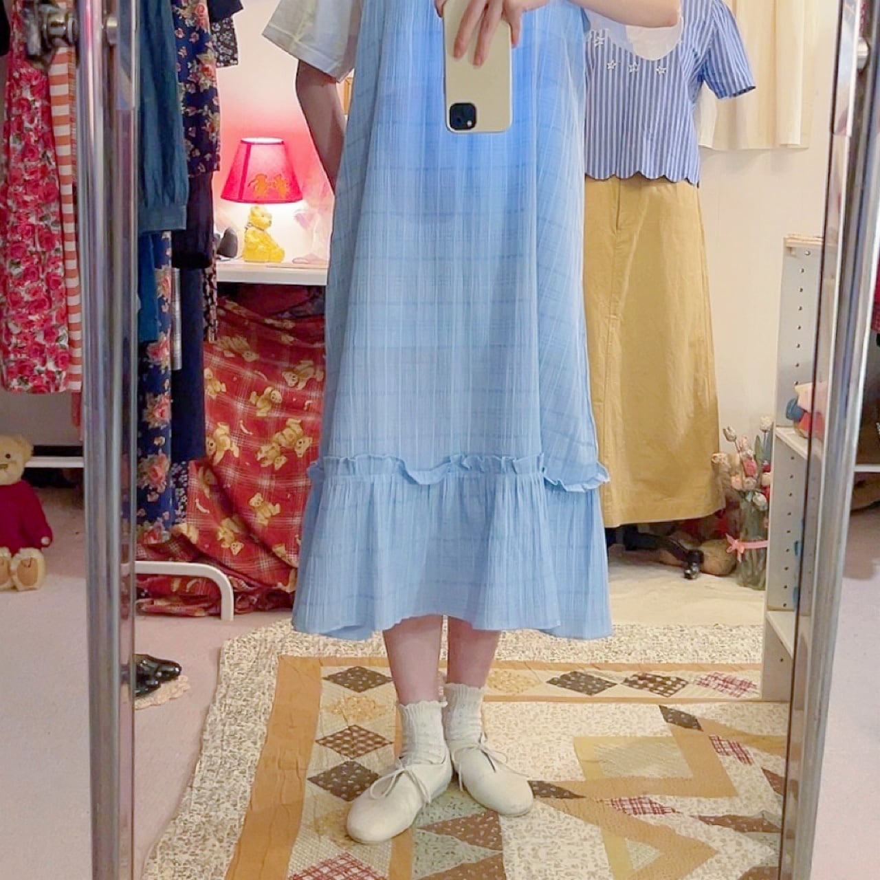 light blue camisole one-piece