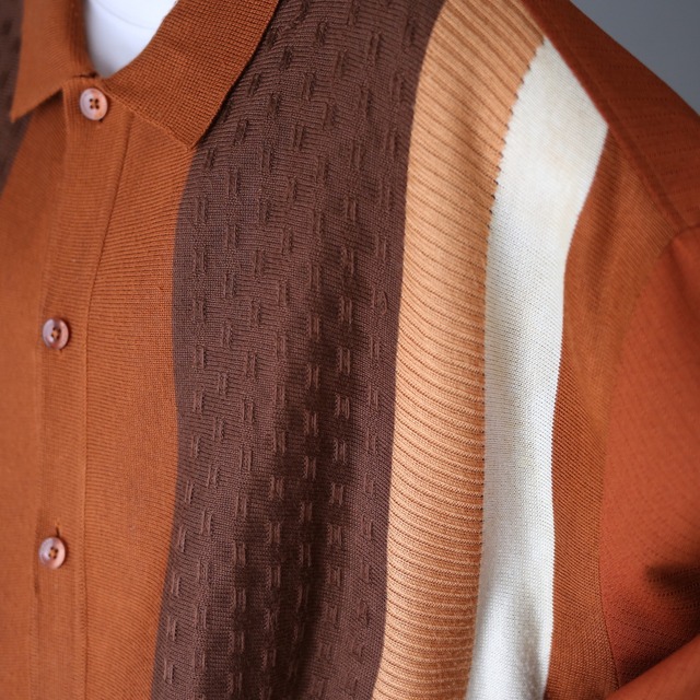 XXXXL super over silhouette  switching knit design h/s shirt