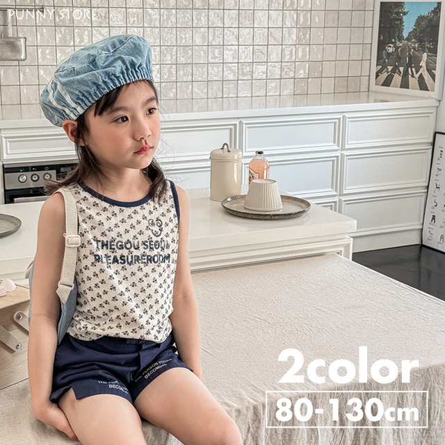 《取寄》 小花柄リンガータンクトップ （全２色） ADBB 2024夏 韓国子供服 タンク ノースリーブ インナー 花柄 女の子