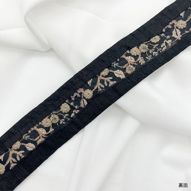 インド刺繍リボン 40ｍｍ 中幅 細幅 50cm 単位売り rin-0039 ブラウン