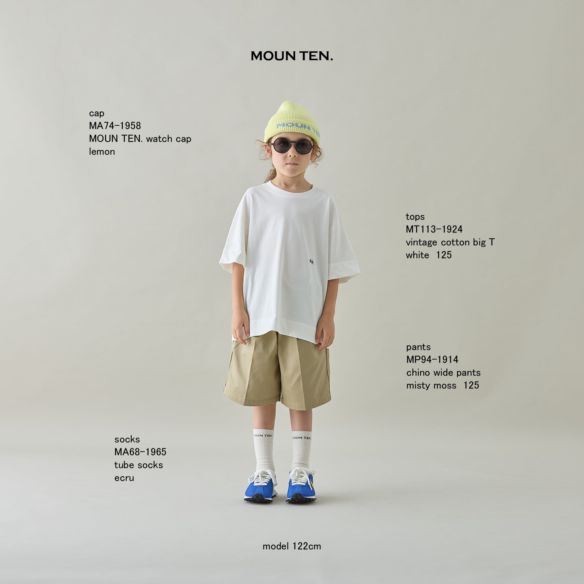 新品　MOUN TEN. マウンテン　140 MOUN TEN.(マウンテン)/ chino midi pants / misty moss / 110,125,140