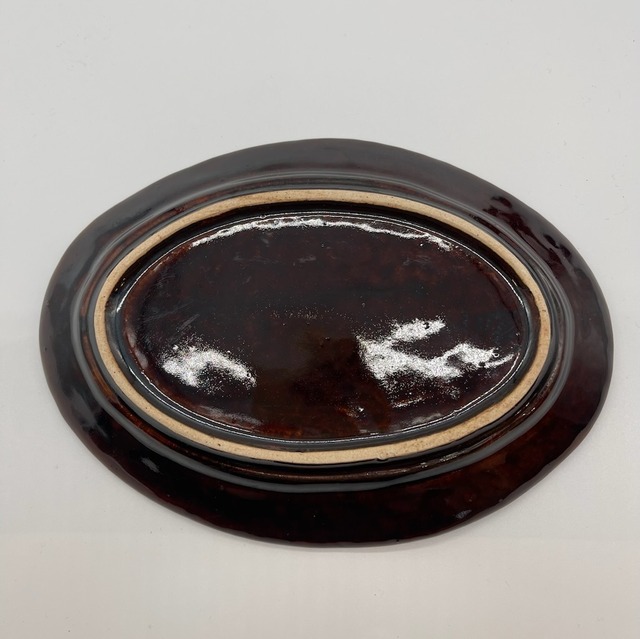 『宇田康介』オーバル皿(中)　飴釉　2111101111057