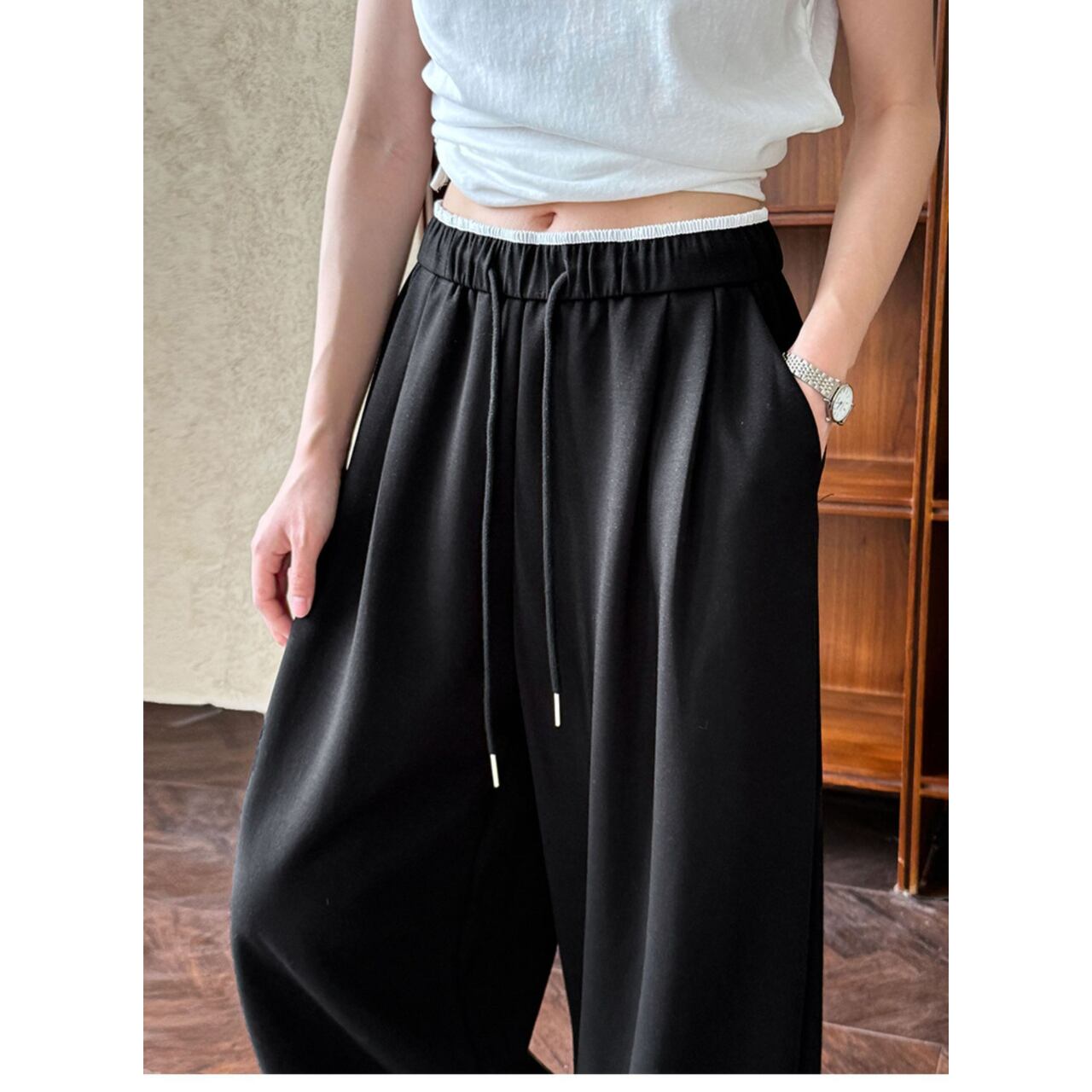 ダブルウエストワイドパンツ a0467