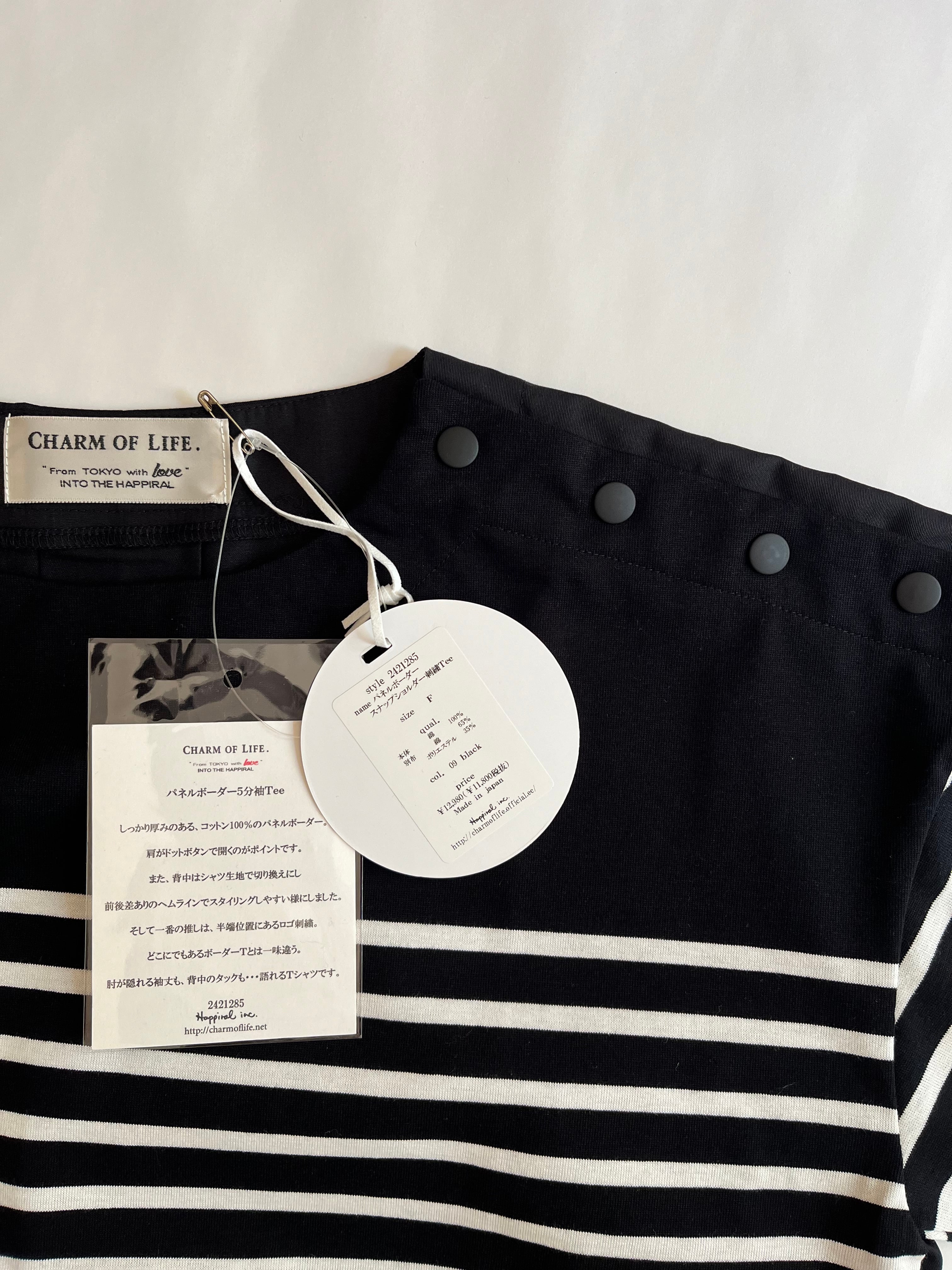 【日本製】パネルボーダー刺繍Tee