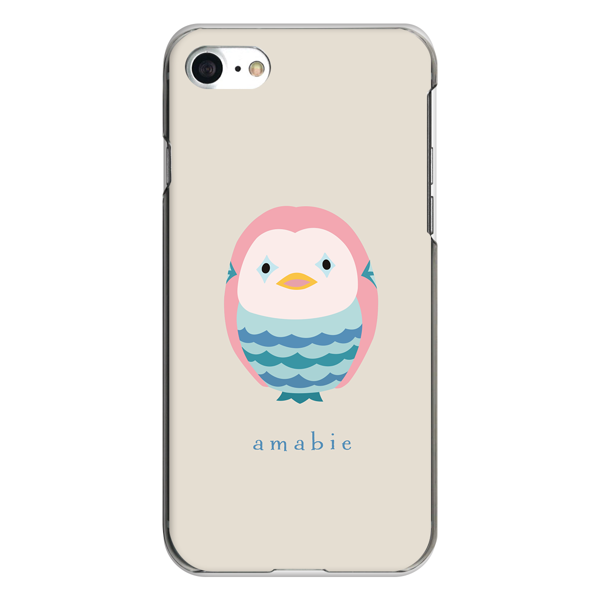 iPhone対応 スマホ ハードケース クリア アマビエ ベージュ 伝統 日本 デザイナーズ 【iPhone17 / iPhone16e / AQUOS / Xperia 他 iPhone / Android ほぼ全機種対応】 |desr3590