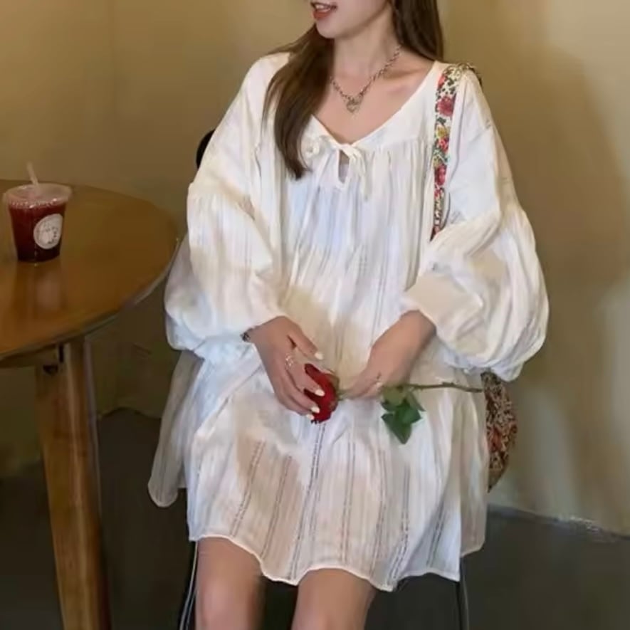 ランタンスリーブミニワンピース