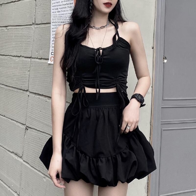 サマーホルターギャザークロップドショート 夏物 スカート ケッペル28791667179