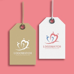 ハートがつながり寄り添う人のロゴ