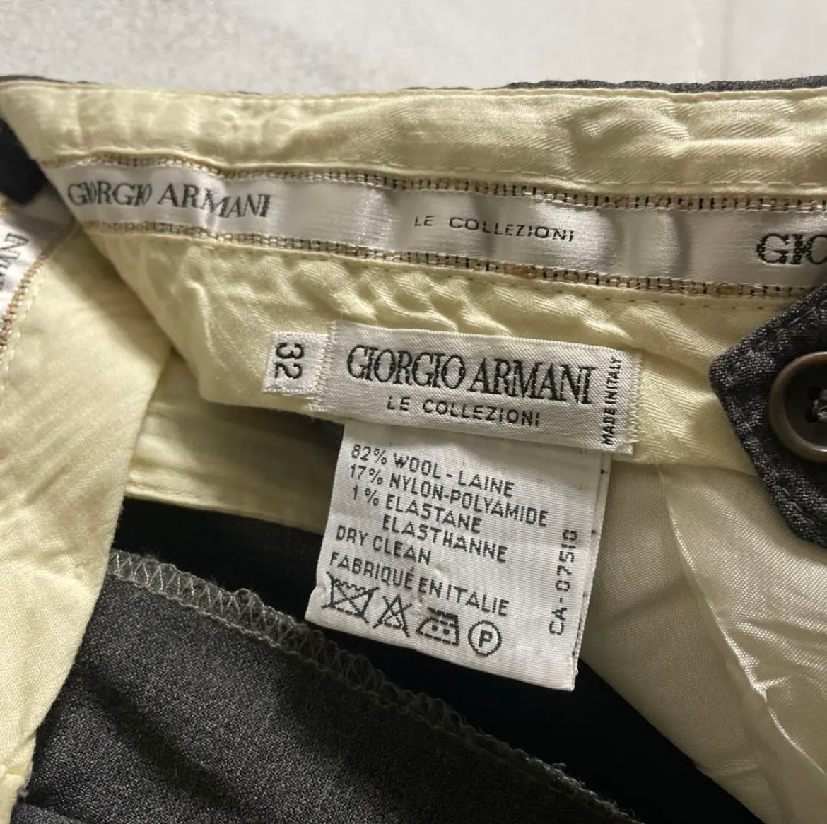 EMPORIO ARMANI グレー　スラックス　90s 白タグ 90年代 GIORGIO ARMANI ジョルジオ アルマーニ 2タック