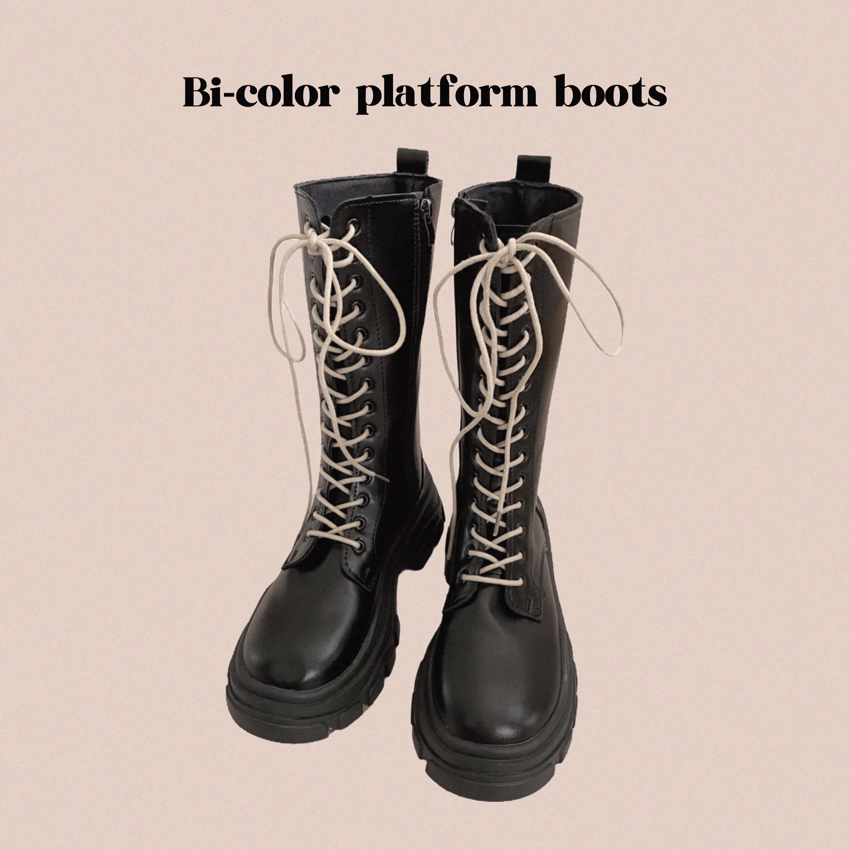 bi-color platform boots
