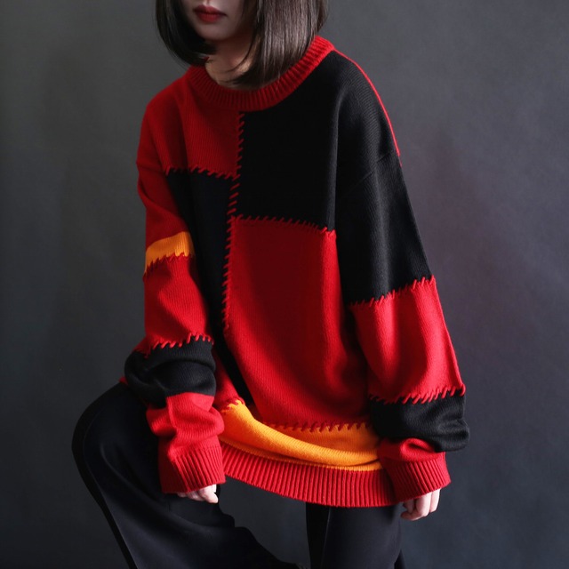 "tugihagi" panel pattern loose knit