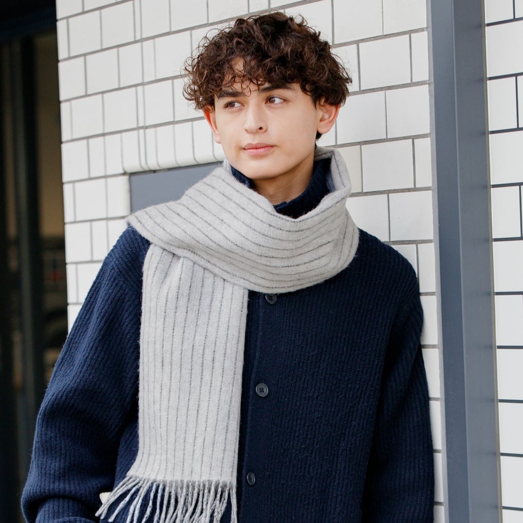 ダーバン イタリア製 カシミヤ100％ カシミヤマフラー グレー 無地 カシミヤカラーブロックマフラー （グレー） -D'URBAN | ダーバン公式