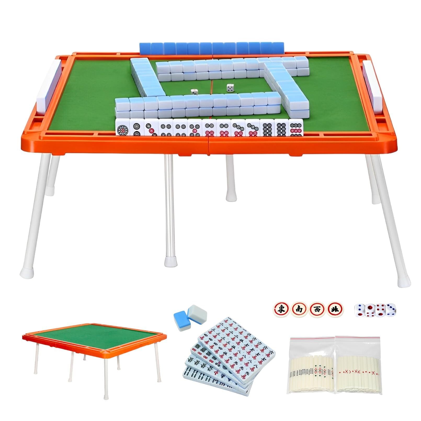 麻雀用品 折り畳み麻雀卓引き出し無と麻雀牌竹のセット 送料