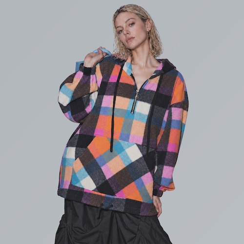 Multi check oversized anorak A00268
