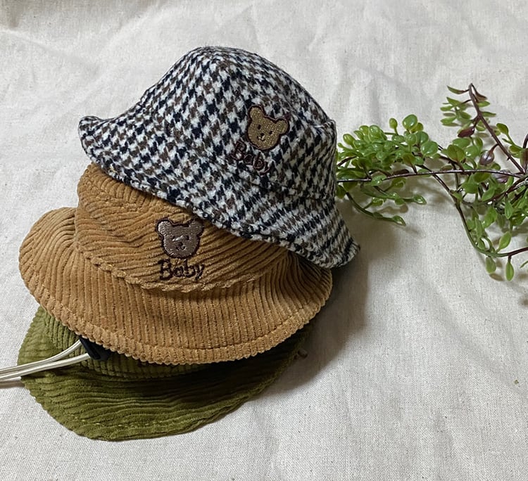 baby bucket hat S ~ L 3color  /  犬用 帽子 秋冬 新作 ドッグウェア 犬 バケットハット お揃い コーデュロイ 可愛い アクセサリー