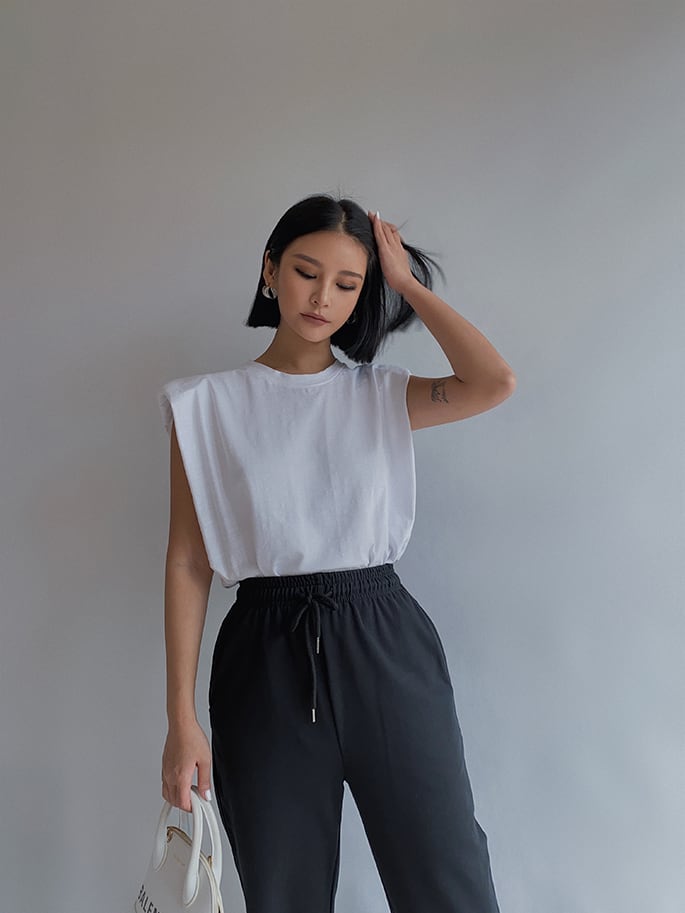 ノースリーブトップス トップス シャツ 白シャツ 白トップス 袖なし