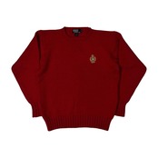 80s 90s Polo Ralph Lauren ポロ ラルフローレン ロゴ刺繍 ウールニットセーター L /レッド/ビンテージ/ナイガイ