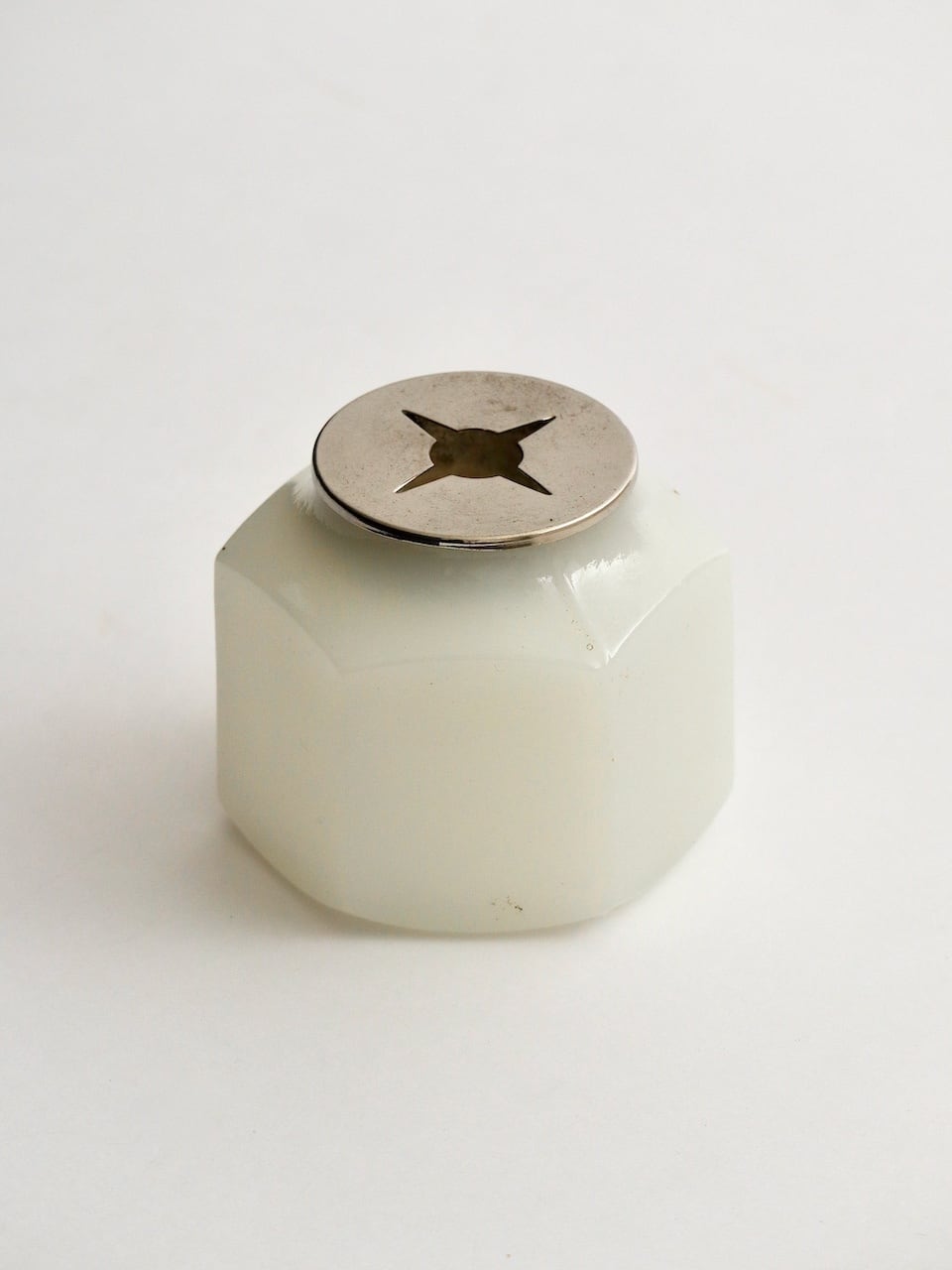 キャニスター　ガラス瓶　ミルクガラス　すりガラス　エッチング ヴィンテージ ミルクガラス キャニスター｜Vintage Milk Glass Dental
