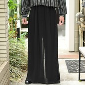 side slit layered design sheer wide pants