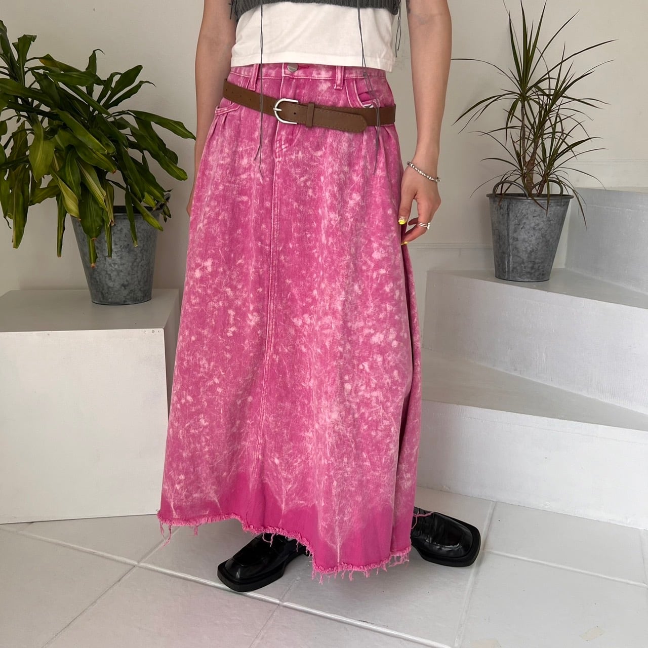 グラデーションロングフリンジスカート_LN02918