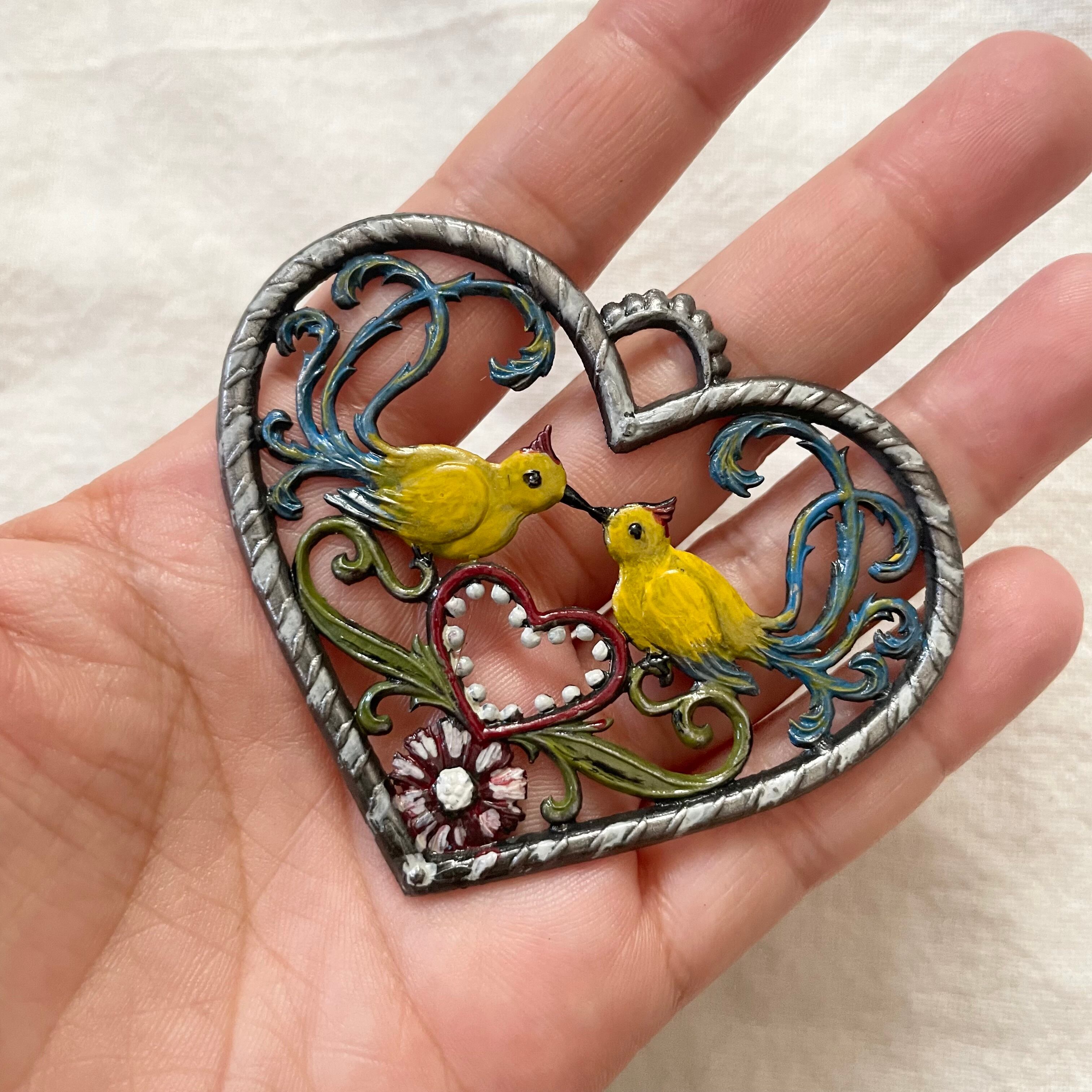 ハートな鳥のオーナメント