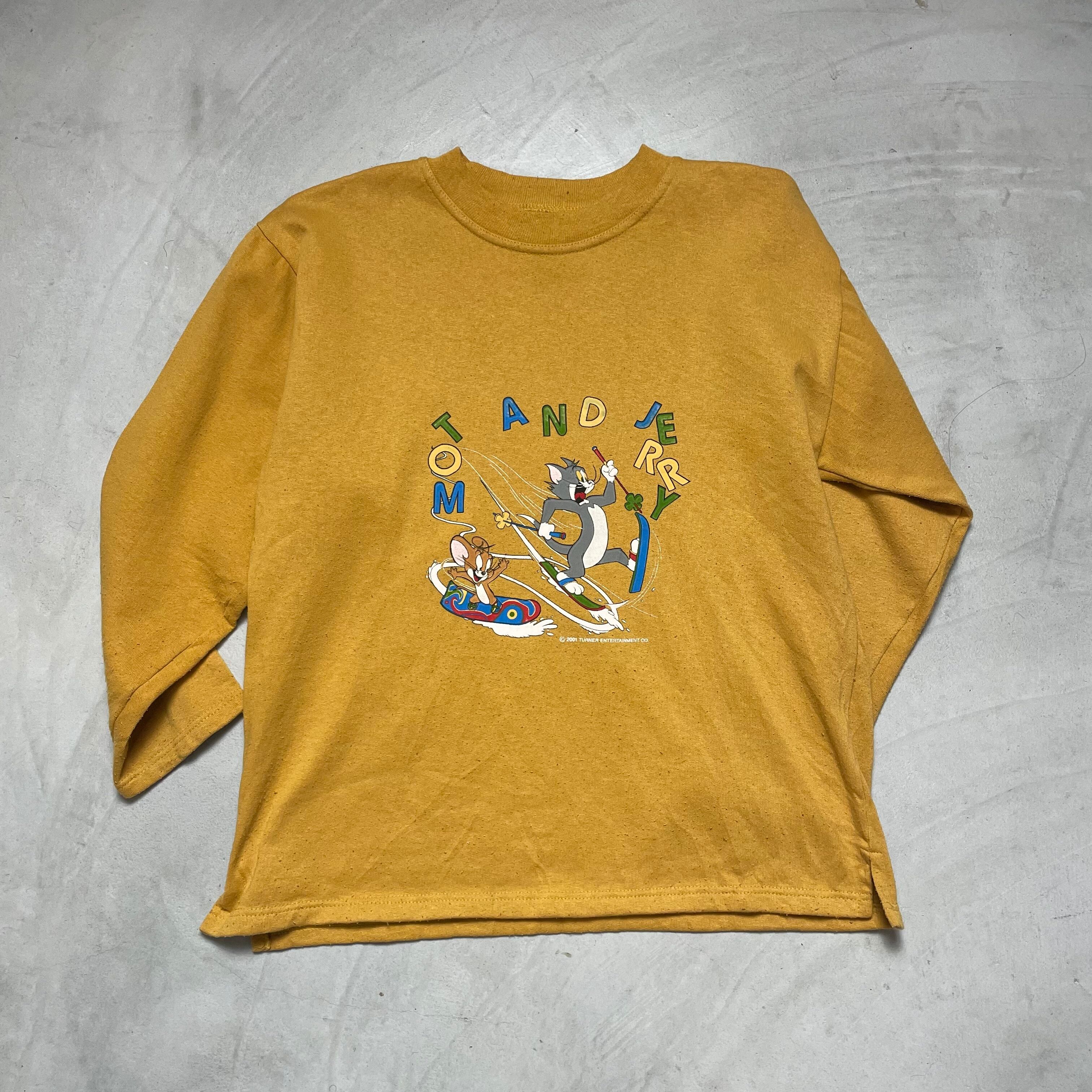 トムとジェリー キャラクタープリントスウェット メンズ レディース 古着 TOM AND JERRY トレーナー イエロー 黄色【スウェット】