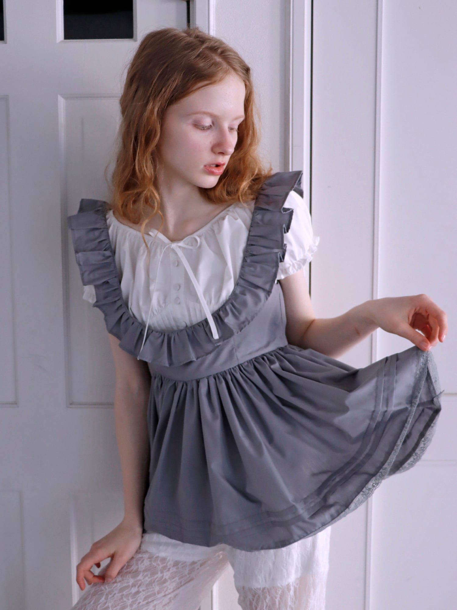 PETIT APLON TOP -GRAY- | mieya mieya