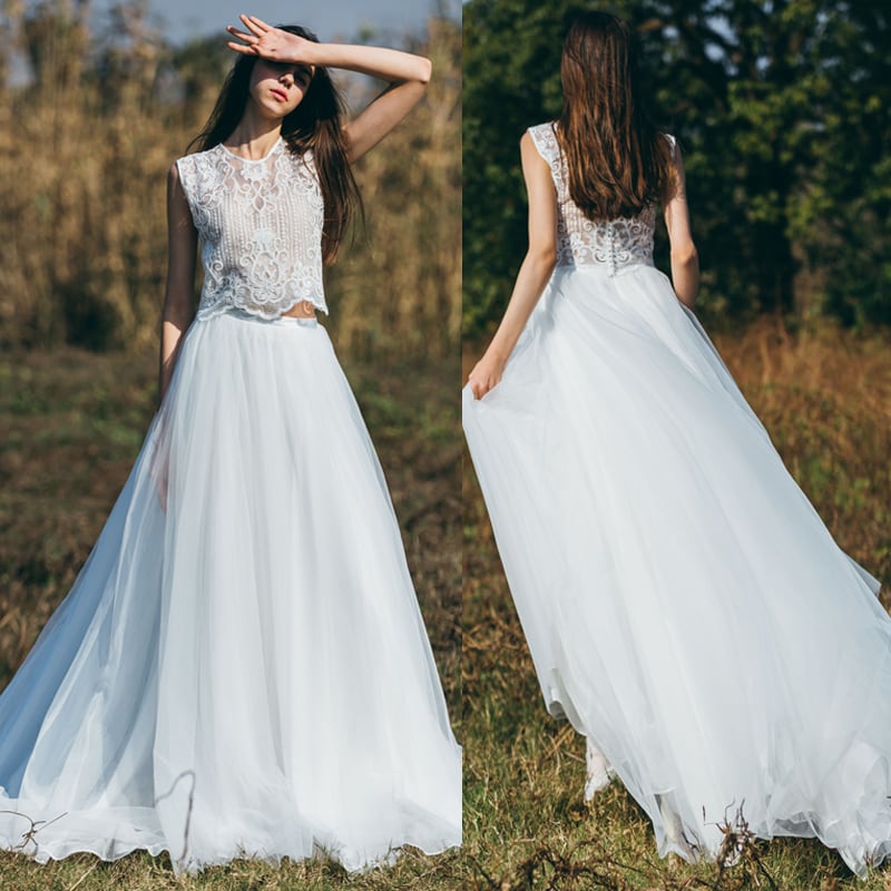 高品質！ ウエディングドレス ホワイト ミニトレーン/短トレーン（高  