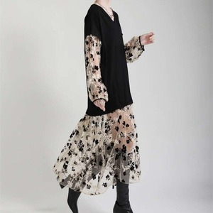 Patchwork Loose Long Dress / パッチワーク ルーズ ロング ワンピース
