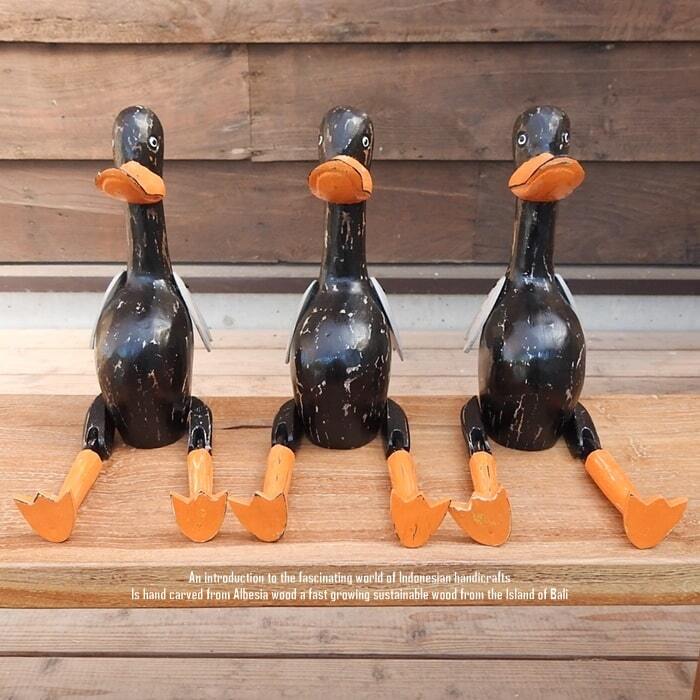 木製アヒル手彫り彫刻 2体セット 木製アヒル手彫り彫刻 2体セット