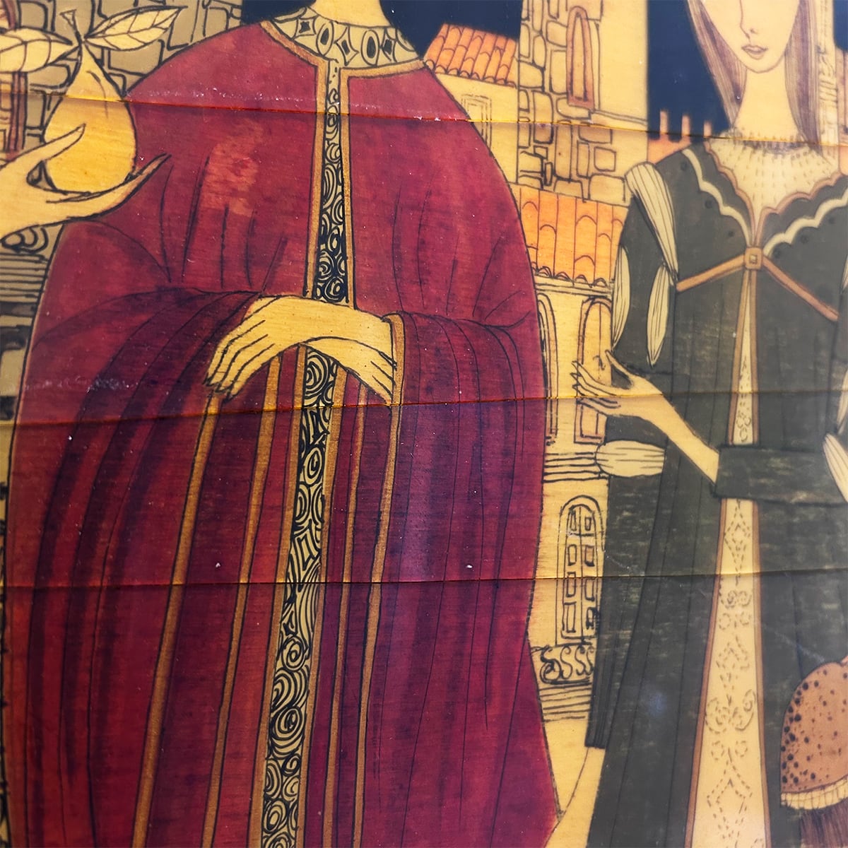 70s Italy 「Michi Sgorbigno」 painting art wooden panel | PANIC